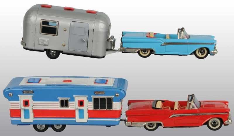 Appraisal: Lot of Tin Litho Car Trailer Friction Toys Description Japanese