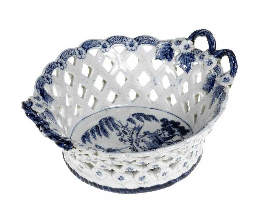 Appraisal: A DERBY RETICULATED DESSERT BASKET of flared circular shape with