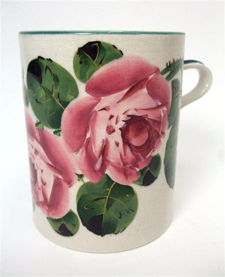 Appraisal: WEMYSS LARGE MUG EARLY TH CENTURY decorated with cabbage roses