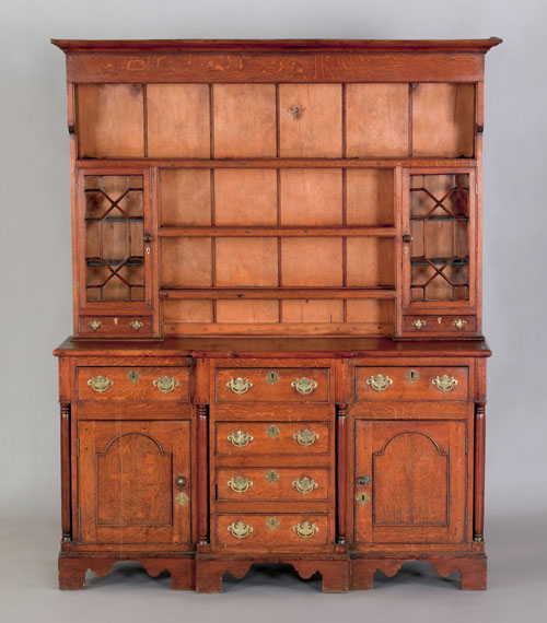 Appraisal: Welsh oak dresser th c the upper section with open