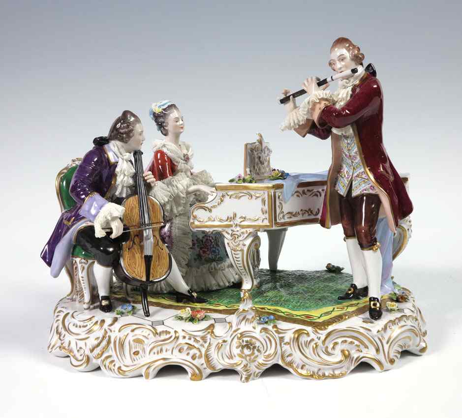 Appraisal: LARGE VOLKSTEDT LACY FIGURINE GROUPING Nicely detailed group of three