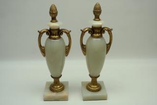 Appraisal: Pair of French Gilt Bronze Onyx Urns Pair of French