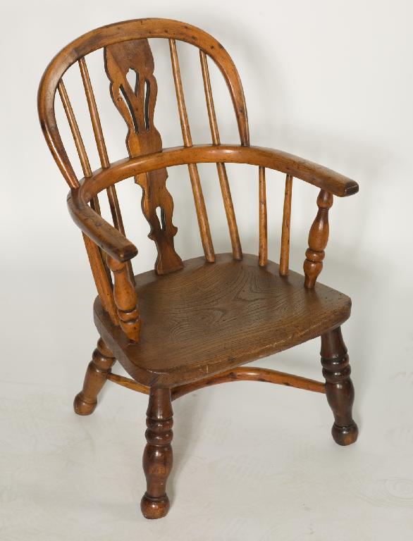 Appraisal: GOOD th CENTURY YEW AND ELM CHILD'S HOOP-BACK WINDSOR ARMCHAIR