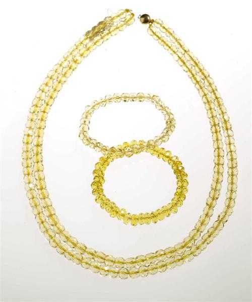 Appraisal: CITRINE NECKLACE WITH BRACELET Casual decorative necklace of numerous facetted