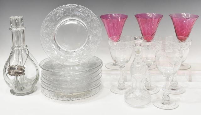 Appraisal: lot of Glass stemware decanters and plates comprising cut crystal