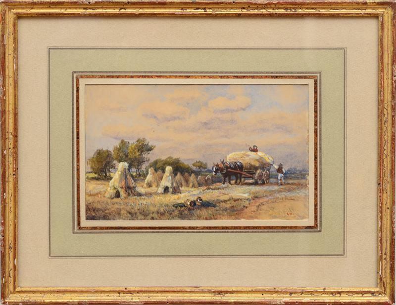 Appraisal: ATTRIBUTED TO FREDERICK BENTZ - CARTING CORN Watercolor and gouache