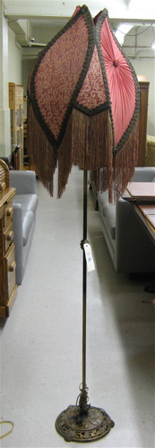 Appraisal: AN AMERICAN FLOOR LAMP WITH CLOTH SHADE the 's iron