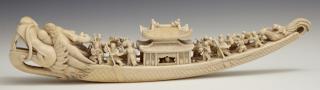 Appraisal: Chinese Carved Ivory Dragon Boat mid th c wit Chinese