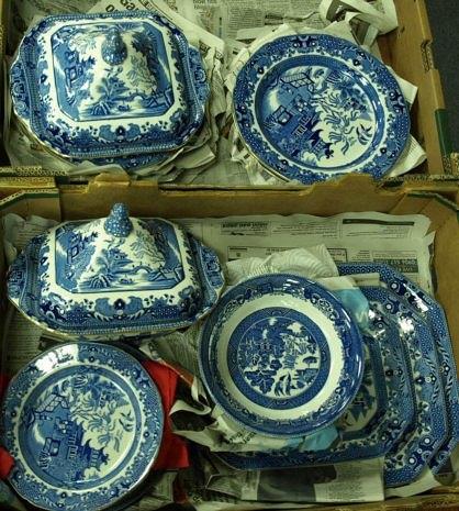 Appraisal: A part Willow pattern dinner service together with further part