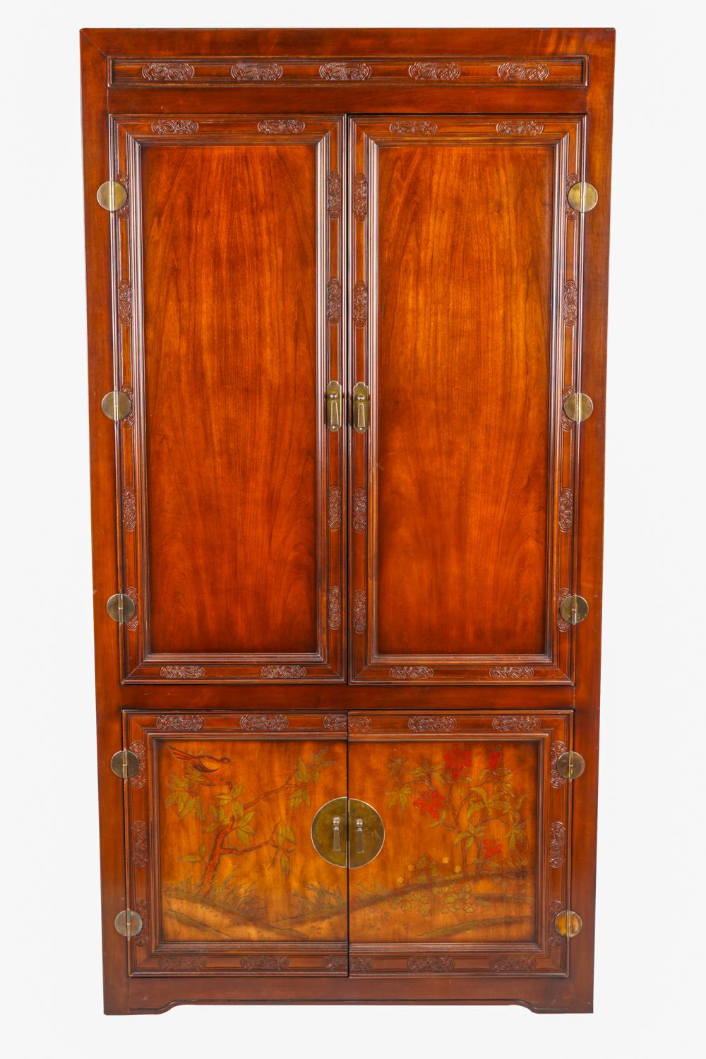 Appraisal: BERNHARDT ASIAN-STYLE CABINETwith a pair of doors enclosing a divided