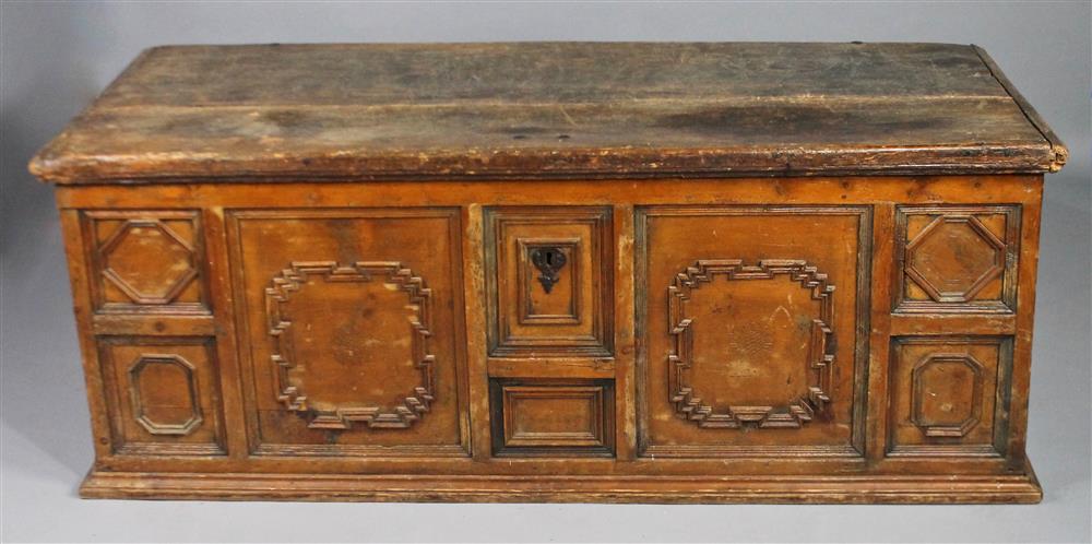 Appraisal: LARGE CONTINENTAL PANELED BLANKET CHEST of heavy construction the molded