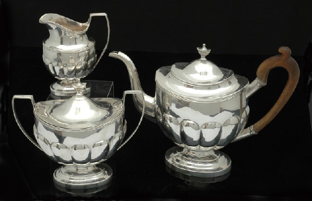 Appraisal: A SILVER TEA SERVICE Possibly American Comprising a creamer sugar