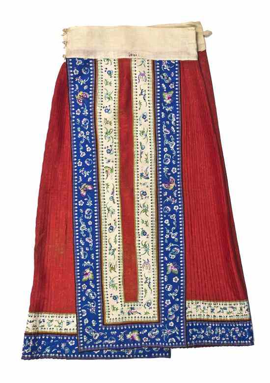 Appraisal: A Chinese Pleated Silk Skirt of red silk having a