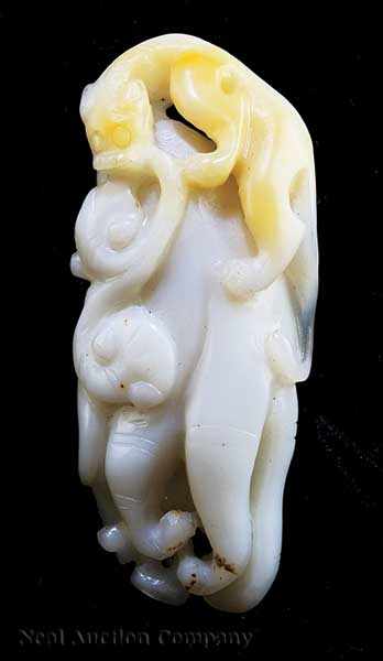 Appraisal: A Chinese White Jade Finger Citron and Chilong Group th