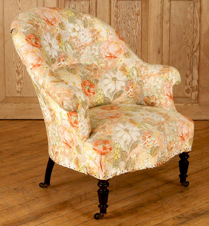 Appraisal: FRENCH NAPOLEON III UPHOLSTERED ARM CHAIR An French Napoleon III