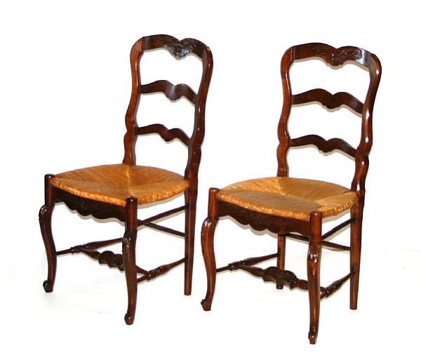 Appraisal: A set of six Louis XV style fruitwood armchairs height