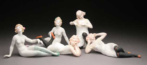 Appraisal: ART DECO BATHING BEAUTIES Group of five charming and well