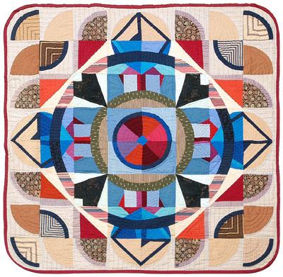 Appraisal: Francois Barnes art quilt central medallion with outer fan design