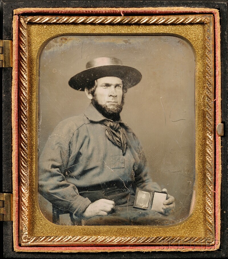 Appraisal: Sixth Plate Daguerreotype of a Sailor Holding a Daguerreotype of