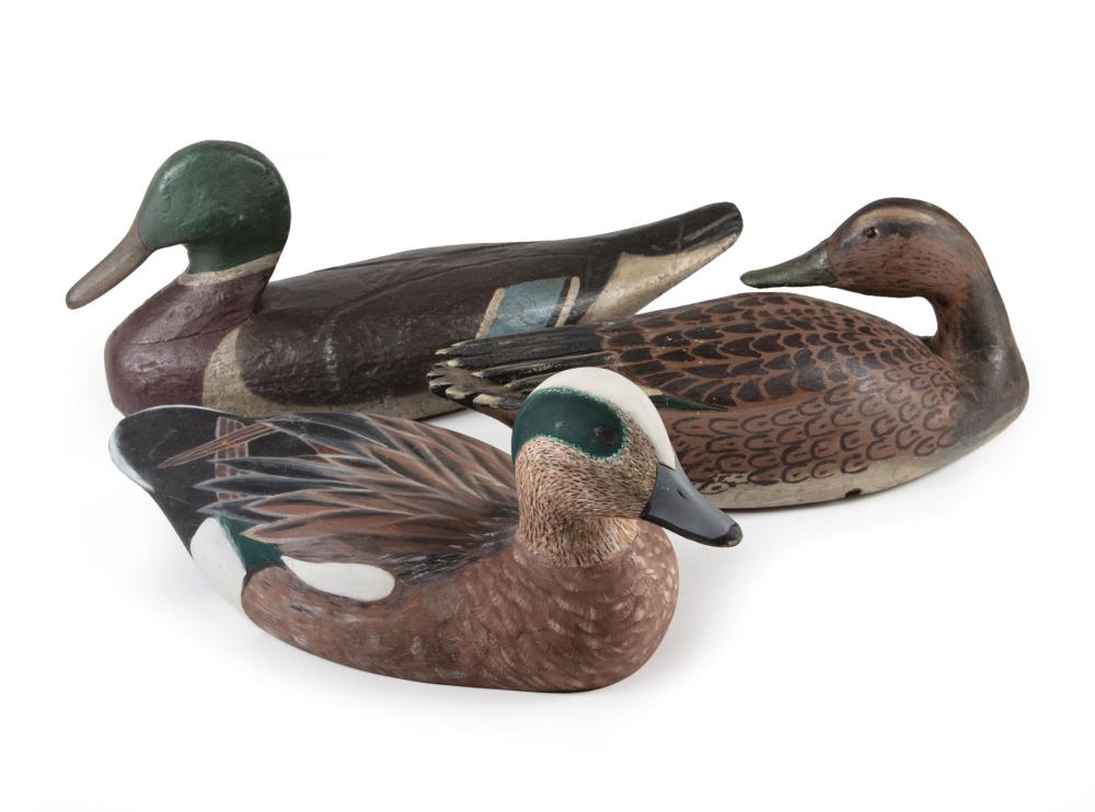 Appraisal: Three Louisiana Carved Decoys incl mallard drake in the style