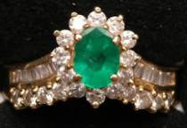 Appraisal: Natural Emerald and Diamond Ring Ladies emerald and diamond ring