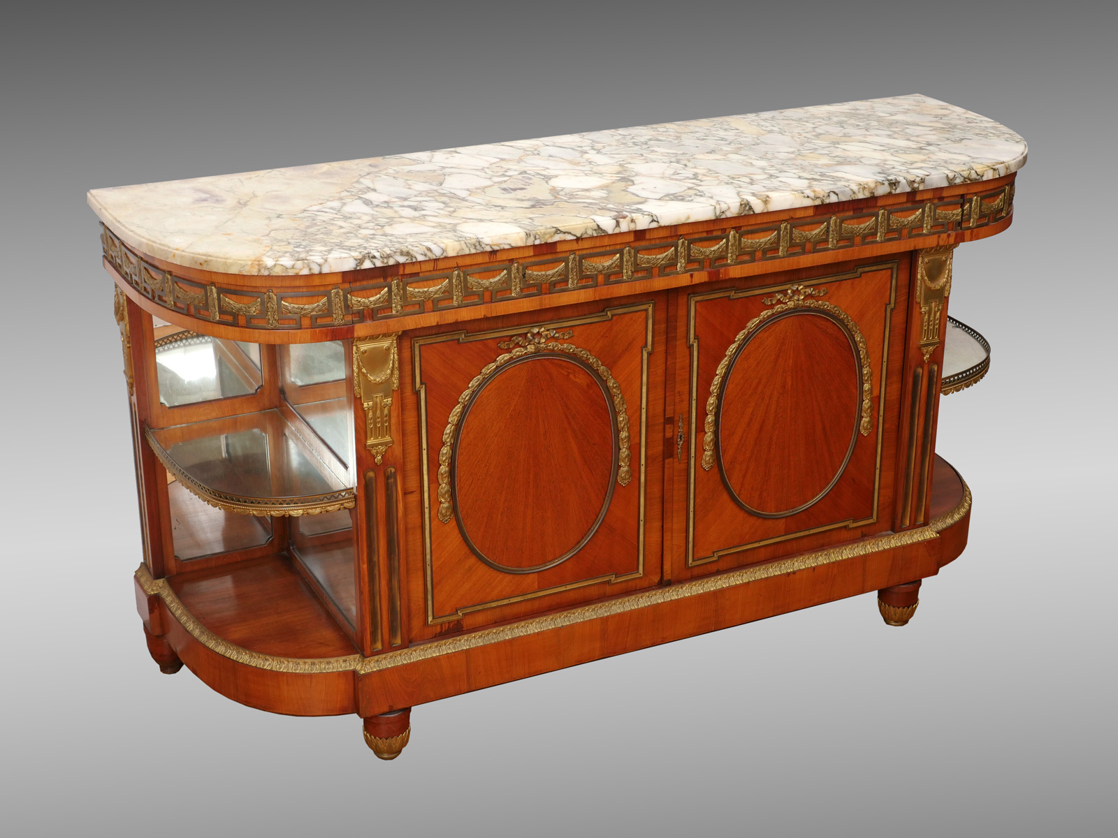 Appraisal: MERCIER BROTHERS MARBLE TOP SIDEBOARD Surmounting contoured and beveled marble