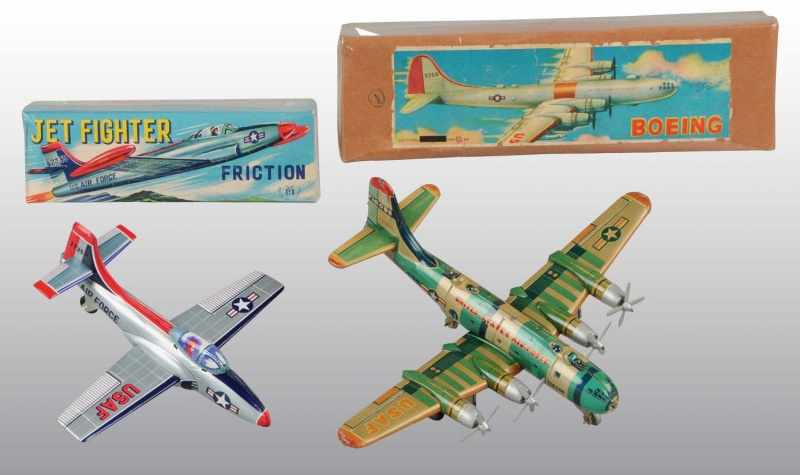 Appraisal: Lot of Tin Airplane Friction Toys Description Japanese Working Includes