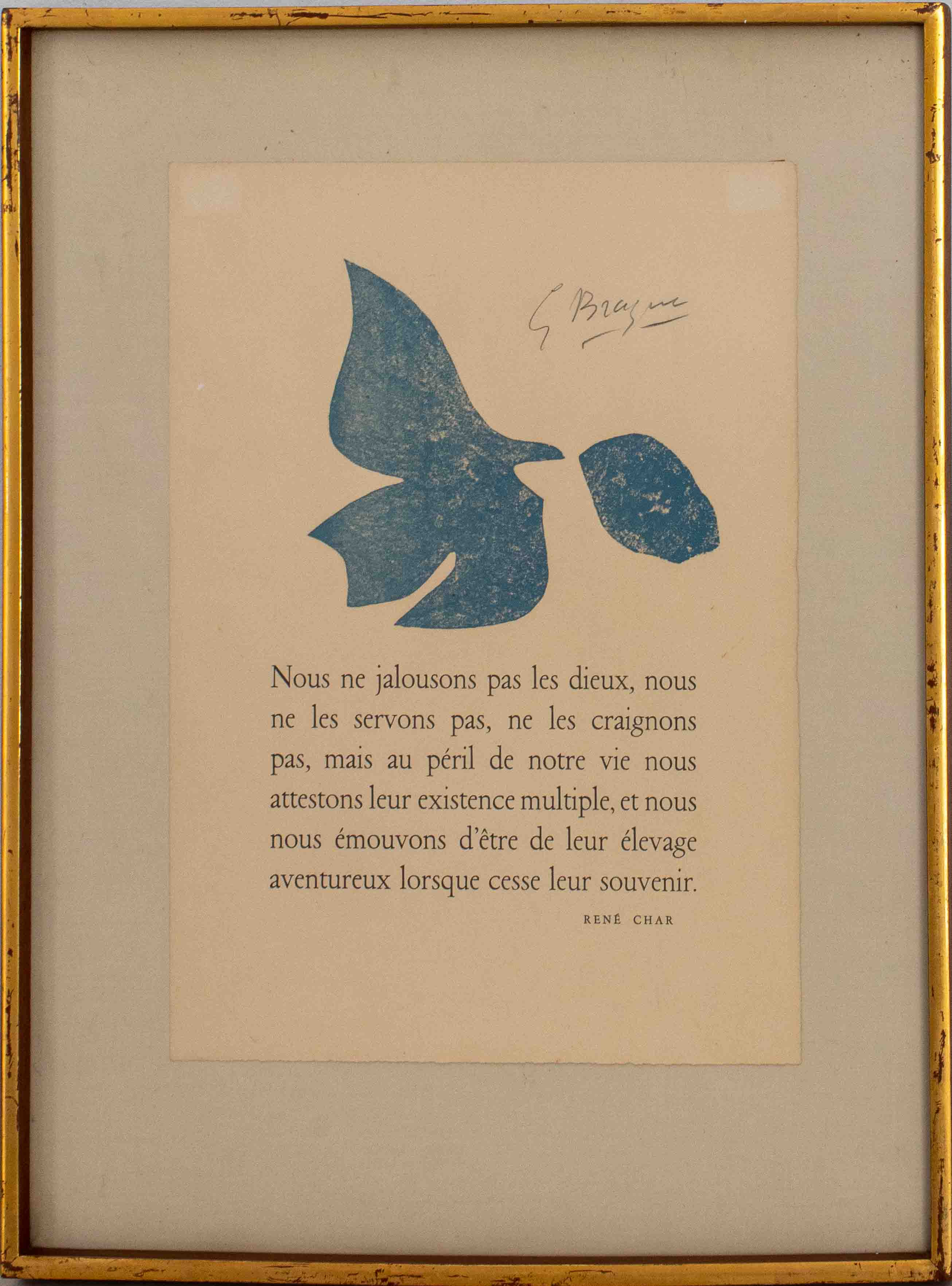 Appraisal: GEORGES BRAQUE BIRD IN FLIGHT LINOCUT Georges Braque French -