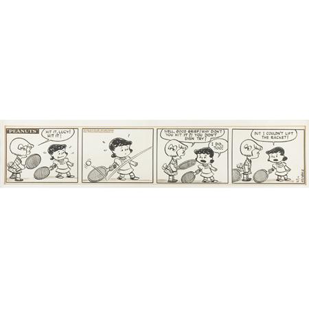 Appraisal: SCHULZ CHARLES Original drawing for a Peanuts four-panel strip July