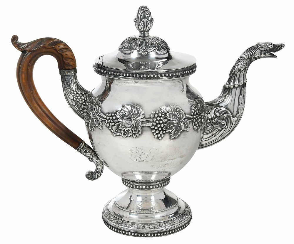 Appraisal: Curry and Preston Coin Silver Teapot American early th century