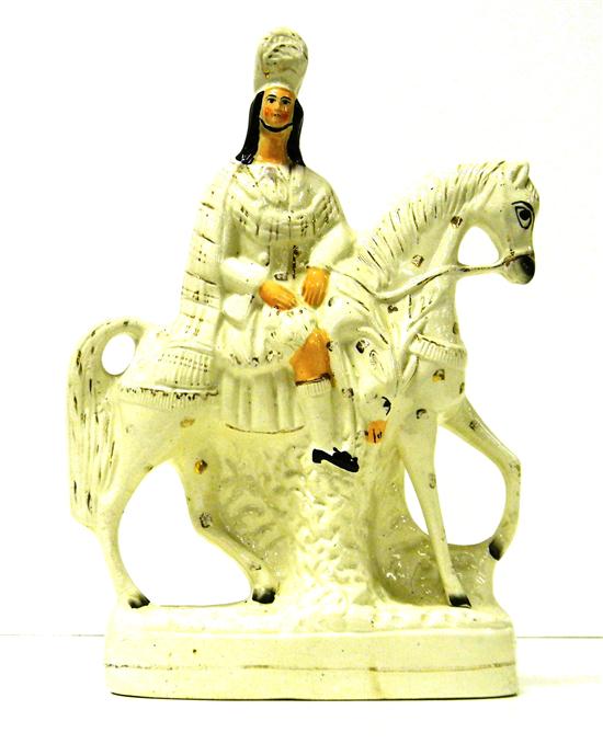 Appraisal: th C Staffordshire figure Scottish Highlander astride a horse unmarked