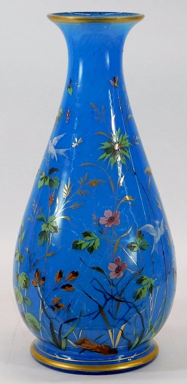 Appraisal: MONUMENTAL Bohemian Art Glass Enameled Vase MONUMENTAL Bohemian Art Glass