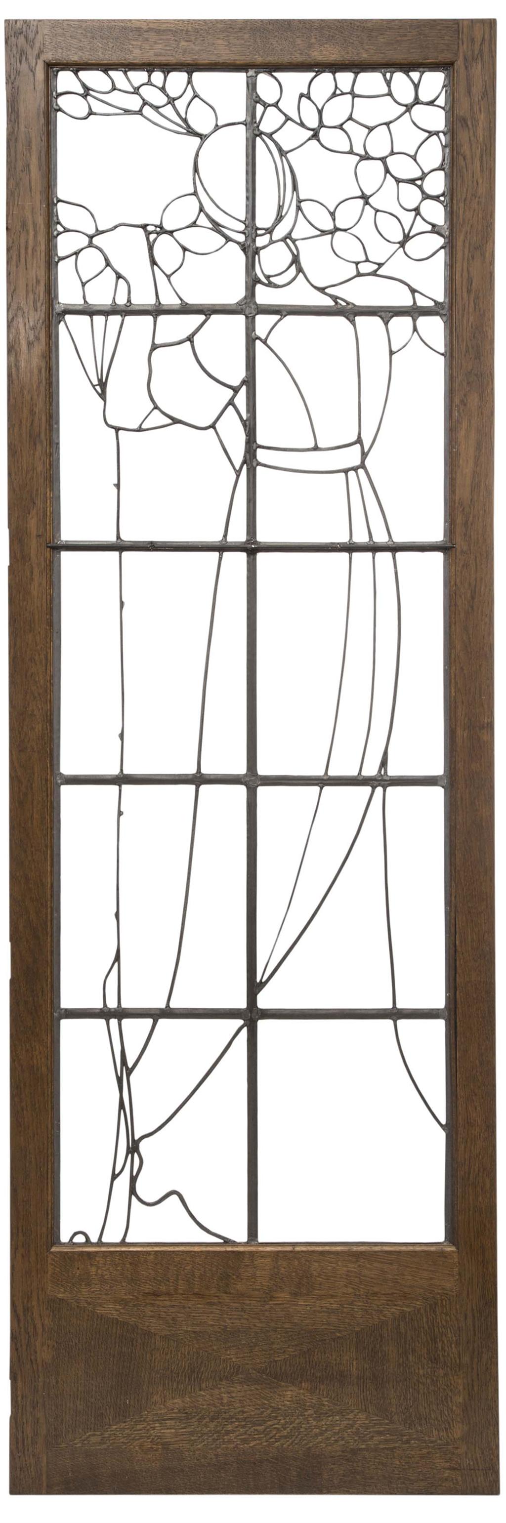 Appraisal: ERNEST ARCHIBALD TAYLOR - OAK FRAMED LEADED GLASS DOOR CIRCA