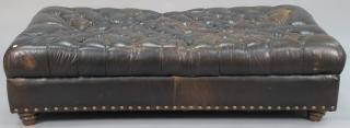 Appraisal: Leather bench with tufted top one section in need of