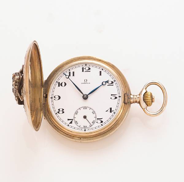 Appraisal: An Omega white stone and gilt silver pocket watch with