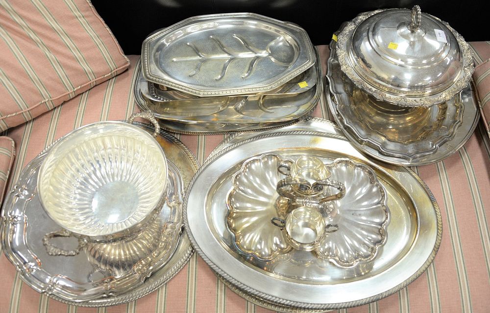 Appraisal: Group of large silver plated items to include large serving