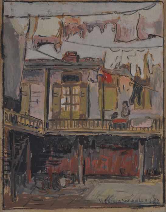 Appraisal: VIRGINIA WOOLLEY - NEW ORLEANS COURTYARD Gouache on paper x