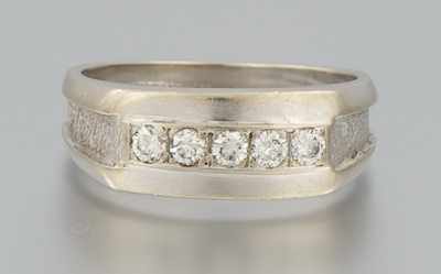 Appraisal: A Gentleman's Diamond Band k white gold band with smooth