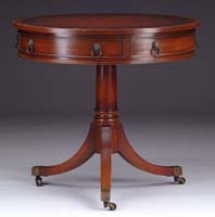 Appraisal: MAHOGANY ONE DRAWER DUNCAN PHYFE STYLE DRUM TABLE Round top