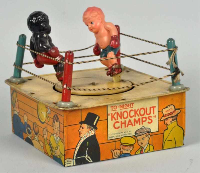 Appraisal: Tin Celluloid Marx Knockout Champs Wind-Up Toy American Working Includes