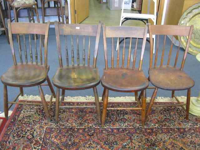 Appraisal: th Century Pine Chairs mule ear spindle back