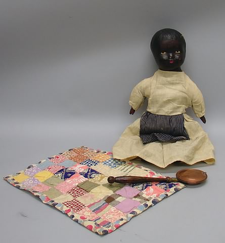 Appraisal: Lot Mammy style doll with black compo shoulderhead and lower