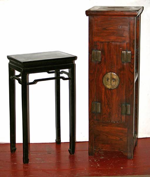 Appraisal: Two pieces of mixed wood furniture thefirst a tall square