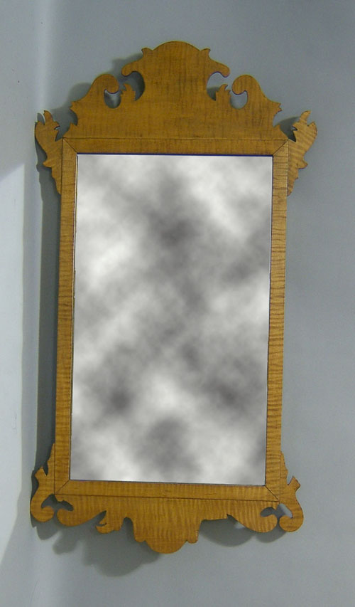 Appraisal: Chippendale style tiger maple mirror h