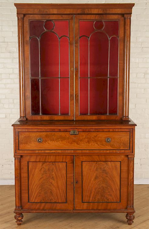 Appraisal: TH C ENGLISH MAHOGANY SHERATON SECRETARY DESK A nineteenth century