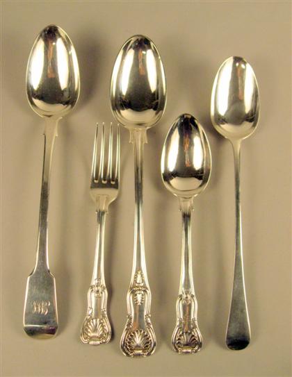 Appraisal: Three George III 'Kings' pattern sterling silver flatware pieces paul