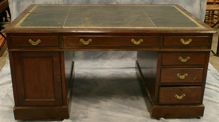 Appraisal: Georgian part double pedestal partner's desk with leather inset top