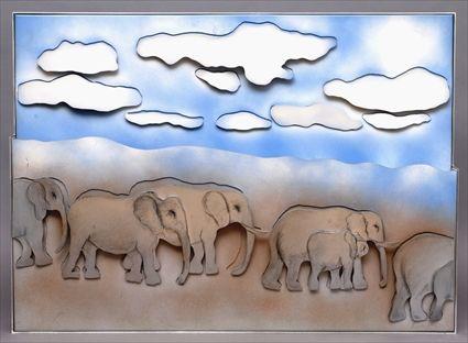 Appraisal: LARRY RIVERS - ELEPHANTS Screenprint in colors on plexiglas cut-outs