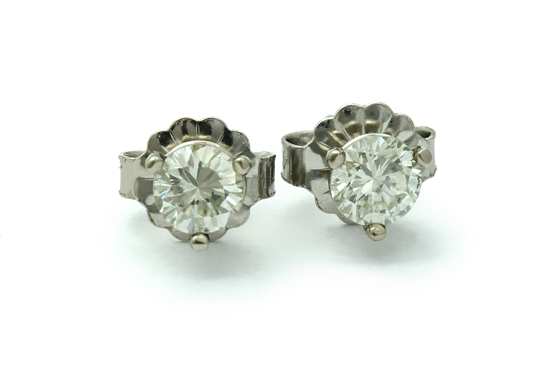 Appraisal: DIAMOND STUD EARRINGS Twenty-first century White gold martini glass three