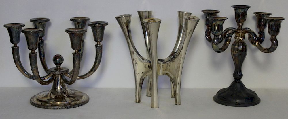 Appraisal: SILVER Grouping of Assorted Silver Candelabra Includes a David Andersen